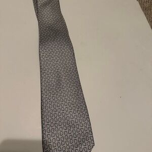 Bijoux Terner WHITE BLACK Geometric‎ 100% Silk Tie Made In Italy